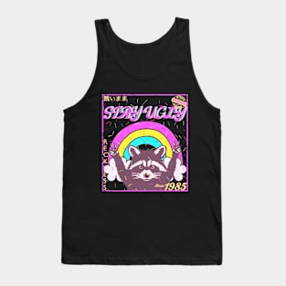 Stay Ugly Raccoon: Vibrant Pop Colors & Worn Style T-Shirt Tank Top